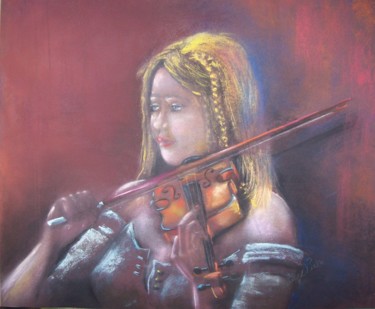 Malarstwo zatytułowany „la violoniste” autorstwa Christian Nieto, Oryginalna praca, Pastel