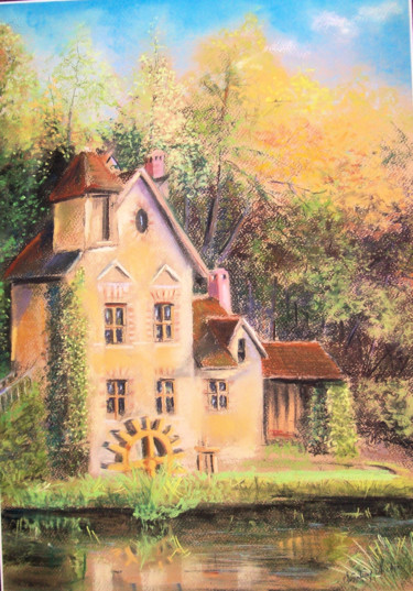 Painting titled "Le moulin du hameau…" by Christian Nieto, Original Artwork, Pastel
