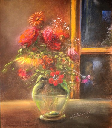 Peinture intitulée "bouquet-a-omerville…" par Christian Nieto, Œuvre d'art originale, Pastel