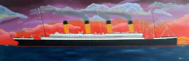 Painting titled "Le Titanic" by Christianréa Art, Original Artwork, Acrylic Mounted on Wood Stretcher frame