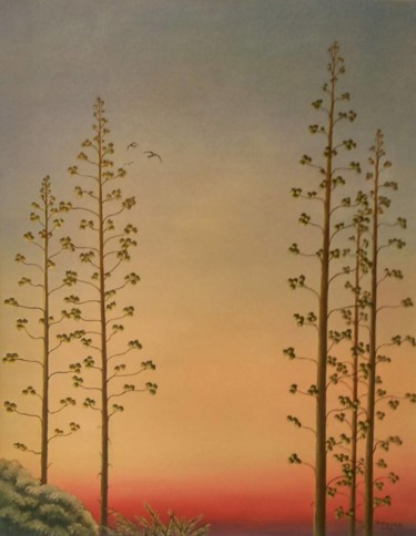 Peinture intitulée "couché de soleil su…" par Christian Salaun, Œuvre d'art originale, Huile Monté sur Châssis en bois