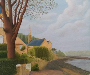 Peinture intitulée "vue de  landevennec…" par Christian Salaun, Œuvre d'art originale, Huile
