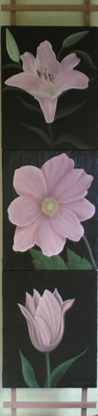 Peinture intitulée "triptyque floral" par Christian Salaun, Œuvre d'art originale