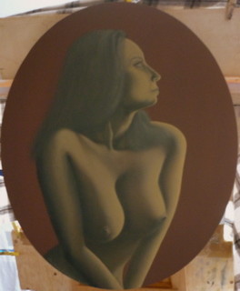 Peinture intitulée "buste de femme" par Christian Salaun, Œuvre d'art originale, Huile