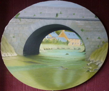 Peinture intitulée "moulin vert vue du…" par Christian Salaun, Œuvre d'art originale, Huile Monté sur Châssis en bois