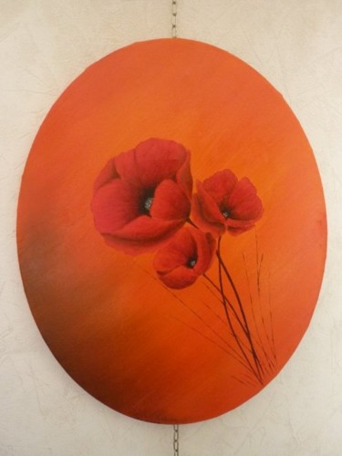 Peinture intitulée "coquelicots sur toi…" par Christian Salaun, Œuvre d'art originale