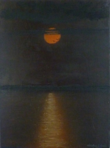Peinture intitulée "couché de soleil su…" par Christian Salaun, Œuvre d'art originale