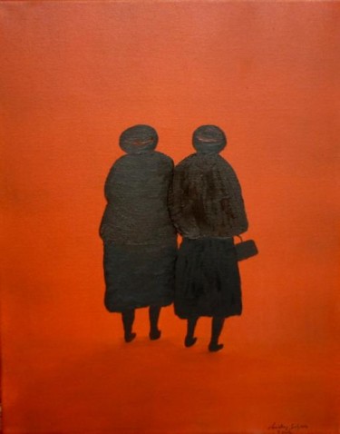 Peinture intitulée "femmes du pays de D…" par Christian Salaun, Œuvre d'art originale