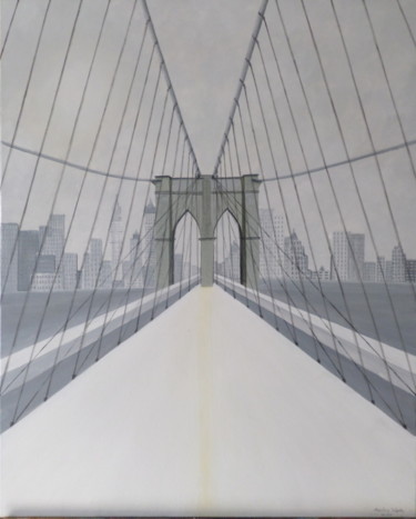 Painting titled "pont de brooklyn" by Christian Salaun, Original Artwork, Oil