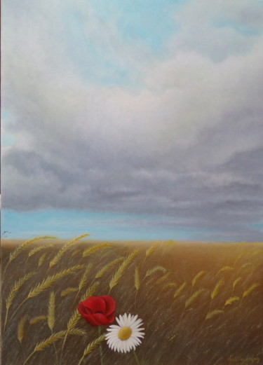 Peinture intitulée "orage-menacant-sur-…" par Christian Salaun, Œuvre d'art originale, Huile