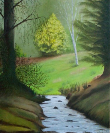 Peinture intitulée "La Forêt Landerneau." par Christian Salaun, Œuvre d'art originale, Huile