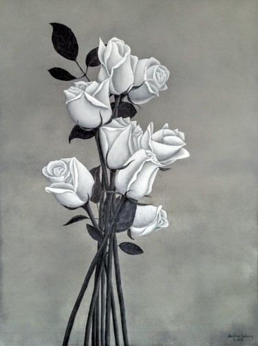 Картина под названием "le-bouquet-de-la-ma…" - Christian Salaun, Подлинное произведение искусства, Масло