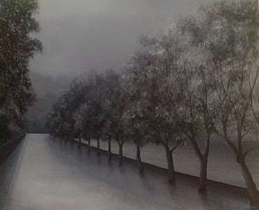 Peinture intitulée "bord de l'etang apr…" par Christian Salaun, Œuvre d'art originale, Huile