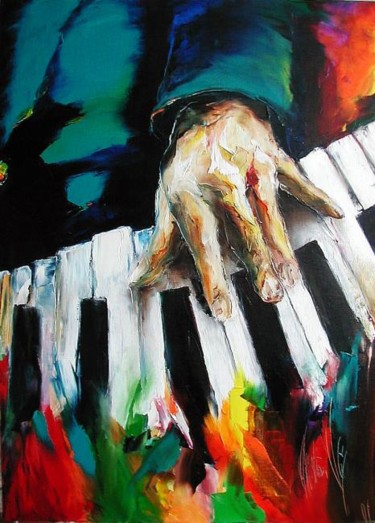Peinture intitulée "pianiste" par Christian Vey, Œuvre d'art originale