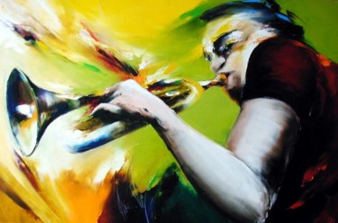Peinture intitulée "profil trompette" par Christian Vey, Œuvre d'art originale