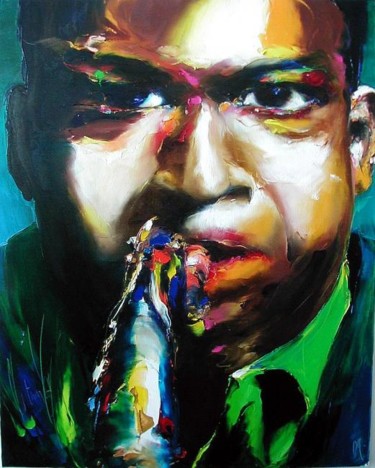 Peinture intitulée "portrait du jazz An…" par Christian Vey, Œuvre d'art originale