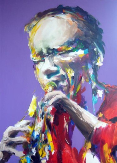 Peinture intitulée "jazz violet AngelaK…" par Christian Vey, Œuvre d'art originale