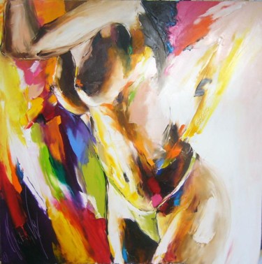 Painting titled "nue en couleurs#2" by Christian Vey, Original Artwork