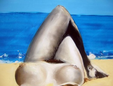 Peinture intitulée "la plage ,AngelaKin…" par Christian Vey, Œuvre d'art originale