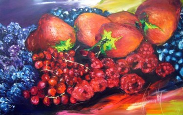 Peinture intitulée "fruits rouges" par Christian Vey, Œuvre d'art originale