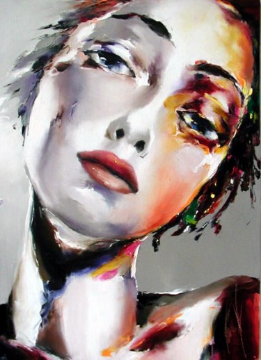 Painting titled "pensee féminine 3" by Christian Vey, Original Artwork