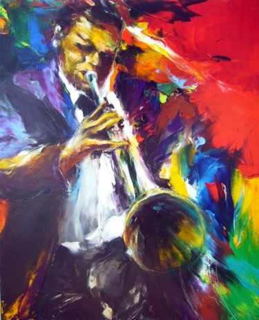 Peinture intitulée "jazz solo Angela Ki…" par Christian Vey, Œuvre d'art originale