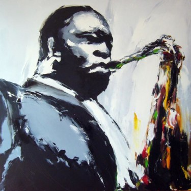 Peinture intitulée "N&B Coltrane/Angela…" par Christian Vey, Œuvre d'art originale