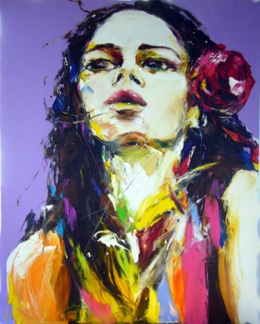 Painting titled "La rose rouge suite" by Christian Vey, Original Artwork