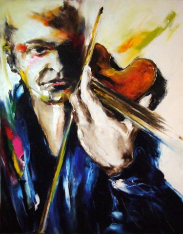 Painting titled "L'armée Jazz violon" by Christian Vey, Original Artwork