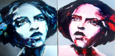 Peinture intitulée "bleue & rouge (expo…" par Christian Vey, Œuvre d'art originale