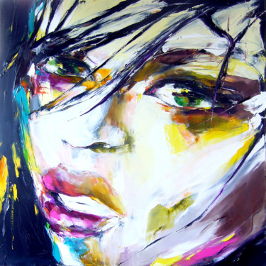 Painting titled "les yeux verts" by Christian Vey, Original Artwork