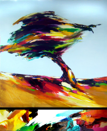 Peinture intitulée "l'arbre et sa palet…" par Christian Vey, Œuvre d'art originale, Huile