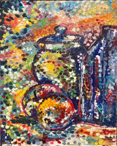 Картина под названием "Le pot de sucre" - Christie Eyraud, Подлинное произведение искусства, Масло Установлен на Деревянная…