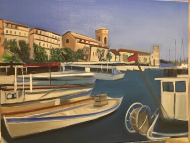 Schilderij getiteld "Le Port de la Ciotat" door Christie Marangio, Origineel Kunstwerk, Olie