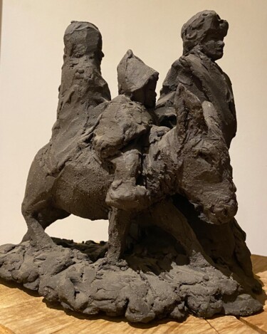 Sculpture titled "Fuite en Égypte" by Christille De Witte, Original Artwork, Clay