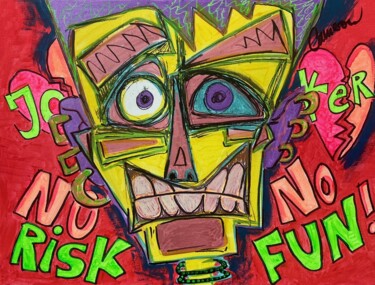 Painting titled "Joker - no risk no…" by Christin Cameron, Original Artwork, Acrylic Mounted on Wood Stretcher frame