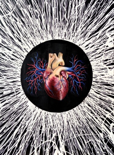 Schilderij getiteld "Schuss ins Herz" door Christin Hennig, Origineel Kunstwerk, Acryl