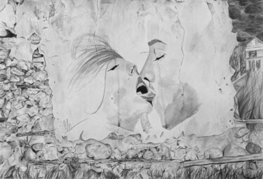 Dessin intitulée "Kiss me like this" par Christina Diamond, Œuvre d'art originale, Encre