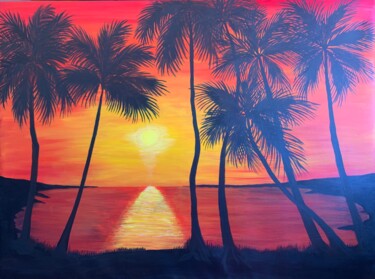 Painting titled "Sunset" by Christina Hallett, Original Artwork, Acrylic