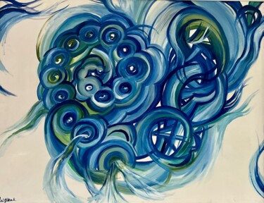 Painting titled "Whirlpool" by Christina Kristovsky, Original Artwork, Oil Mounted on Wood Stretcher frame