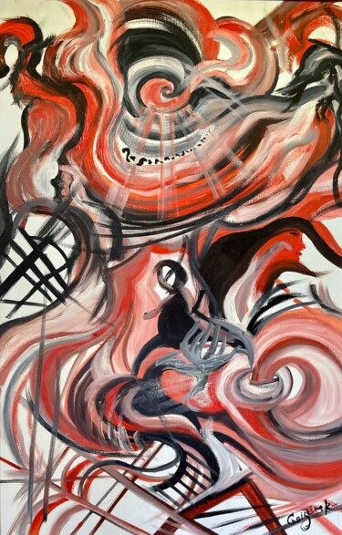 Картина под названием "Битва" - Christina Kristovsky, Подлинное произведение искусства, Масло Установлен на Деревянная рама…