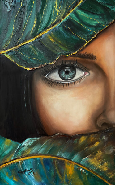 Painting titled "Amazonka" by Christina Kristovsky, Original Artwork, Oil Mounted on Wood Stretcher frame