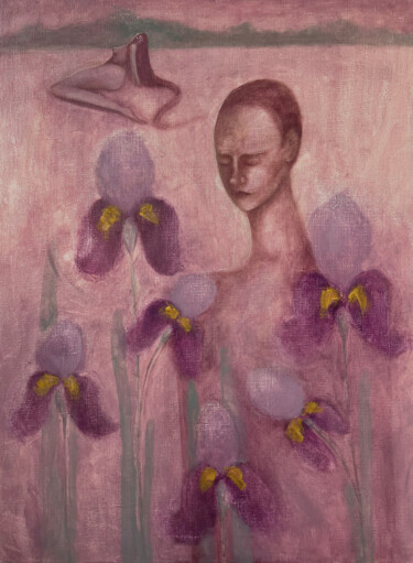 Картина под названием "Irises" - Christina Misuro, Подлинное произведение искусства, Масло