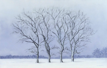 Pittura intitolato "Paysage de neige" da Christina Ugolini, Opera d'arte originale, Olio