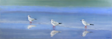 Peinture intitulée "Au bord de l'eau" par Christina Ugolini, Œuvre d'art originale, Huile