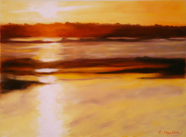 Peinture intitulée "Bretagne Coucher de…" par Christina Ugolini, Œuvre d'art originale, Huile