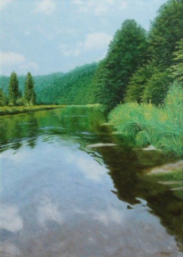 Peinture intitulée "La Semois Panorama" par Christina Ugolini, Œuvre d'art originale, Huile