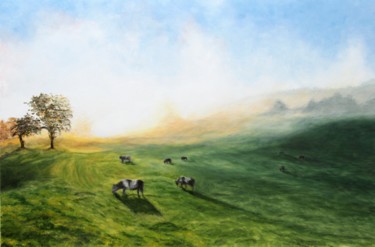 Peinture intitulée "Paysage bucolique" par Christina Ugolini, Œuvre d'art originale, Huile