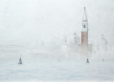 Painting titled "Venise Brume hivern…" by Christina Ugolini, Original Artwork, Oil