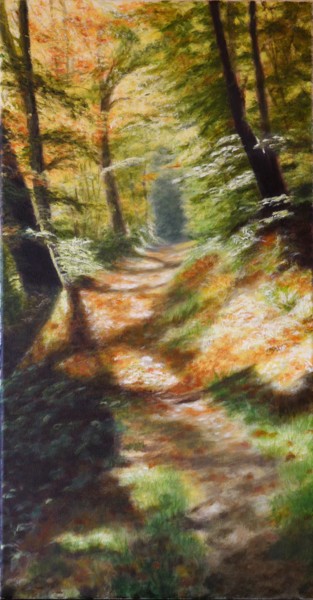 Peinture intitulée "Promenade en automne" par Christina Ugolini, Œuvre d'art originale, Huile